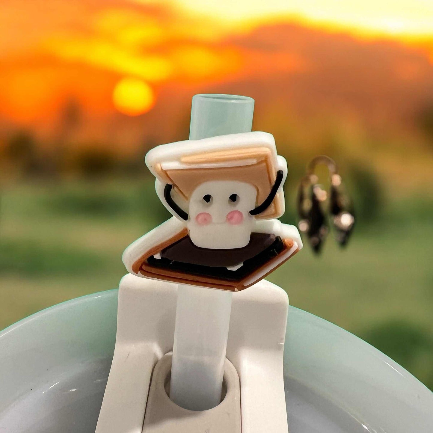 S'Mores SMORES Camping  Tumbler Straw Slider Topper