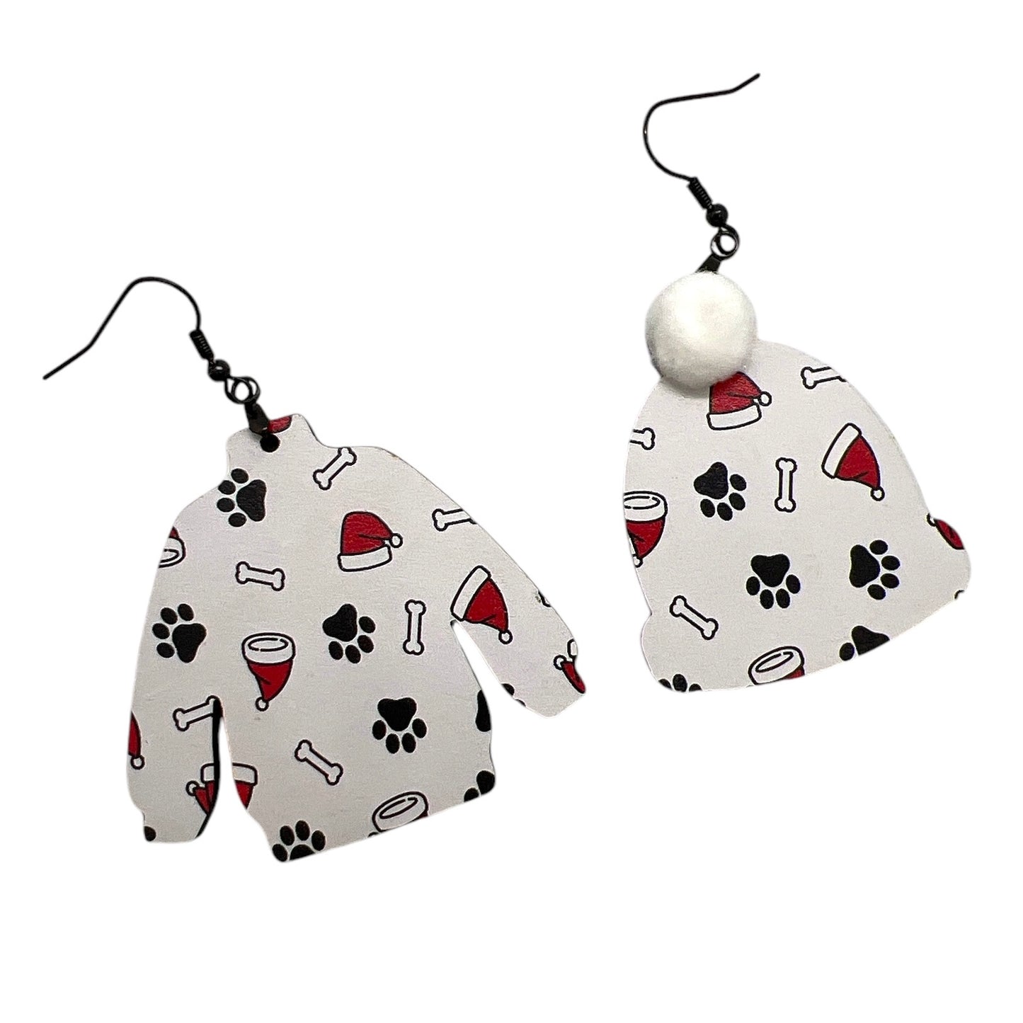 Christmas Paws Pets Sweater Hat Earrings