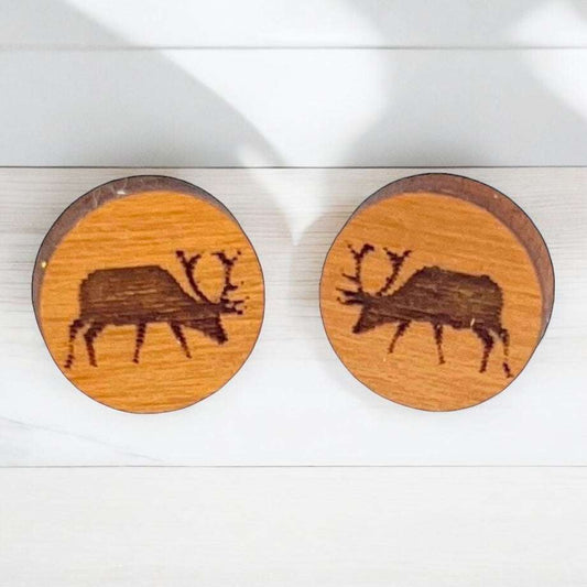 Moose Earrings Cherry Wood