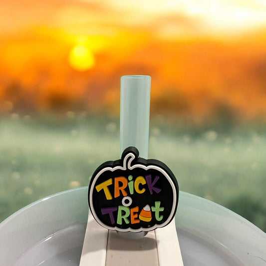 Trick or Treat Halloween Tumbler  Straw Slider Topper