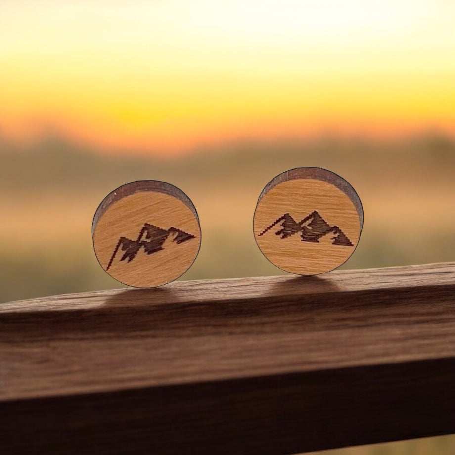 Mountain Earrings Cherry Wood