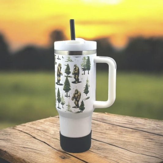 Sasquatch Bigfoot Forest Camping Tumbler 40oz